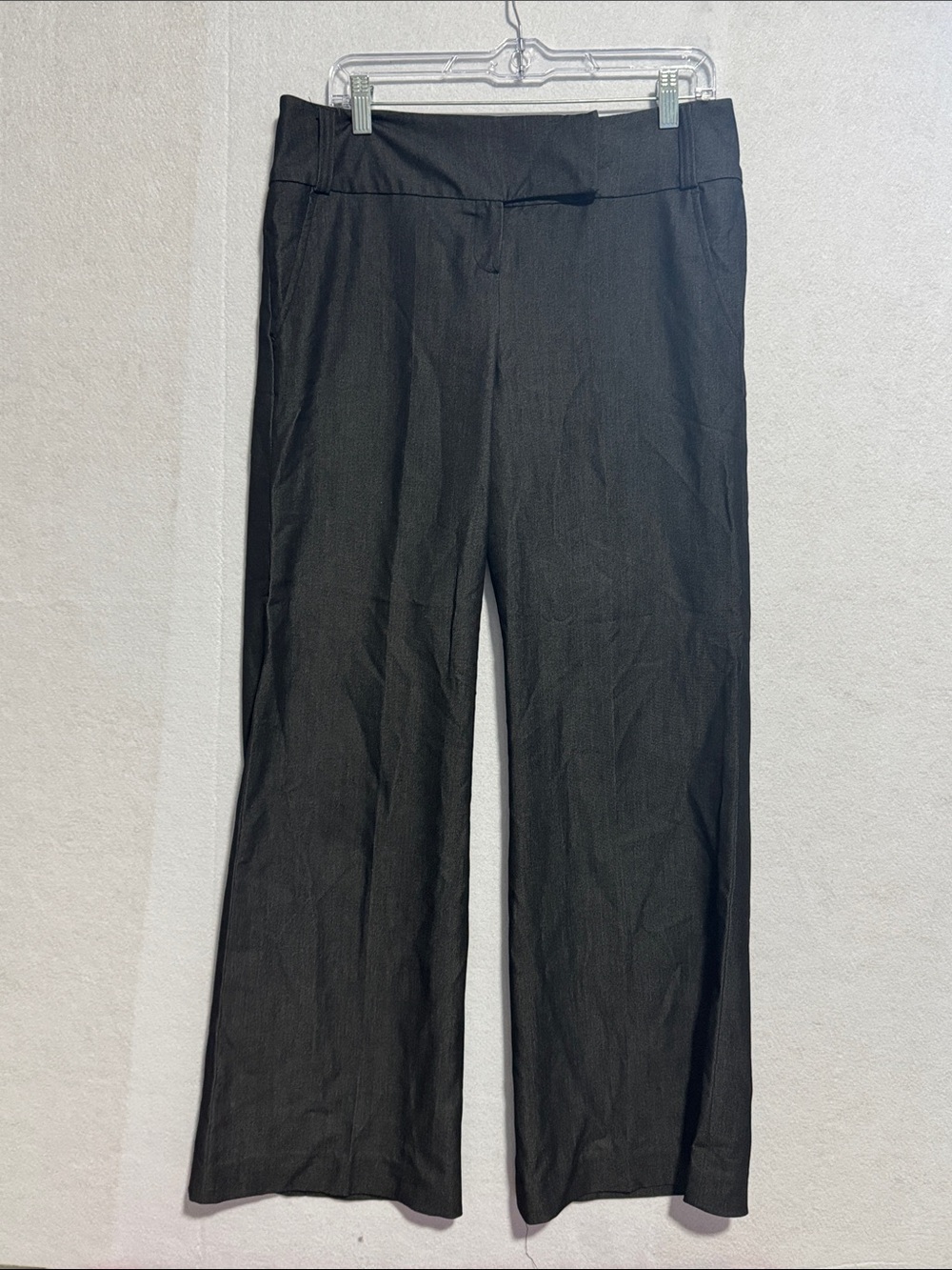 Larry Levine Dark Grey Wide-Leg Dress Pants